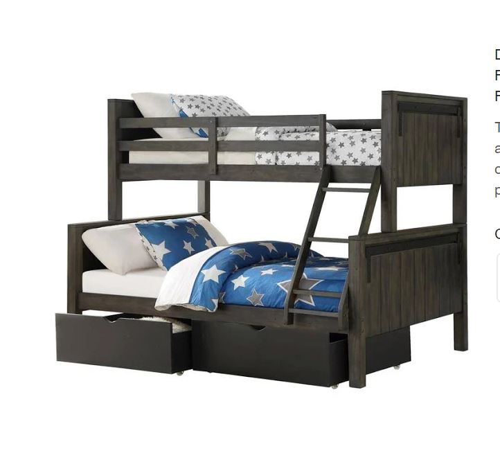 Donco Kids Furniture Twin Bunkbed Dual Underbed Drawers