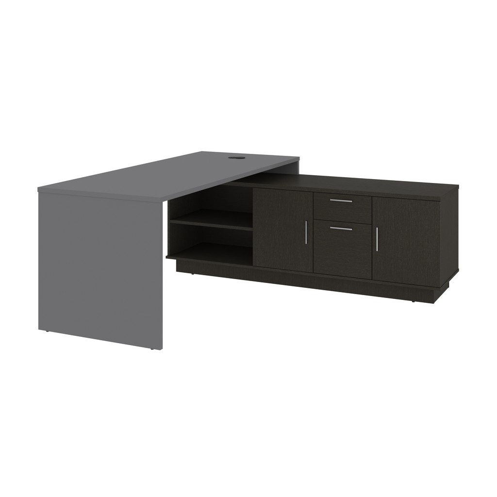Equinox 72w L-shaped Office Desk In Slate & Deep Grey - Bestar 115855-005932