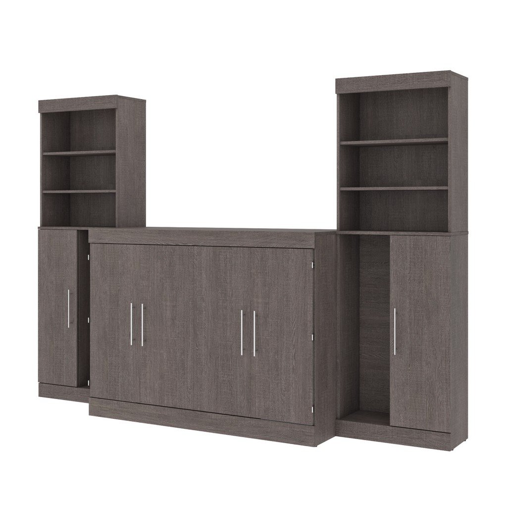 Bestar Set Cabinet Bed Mattress Storage Hutches Grey
