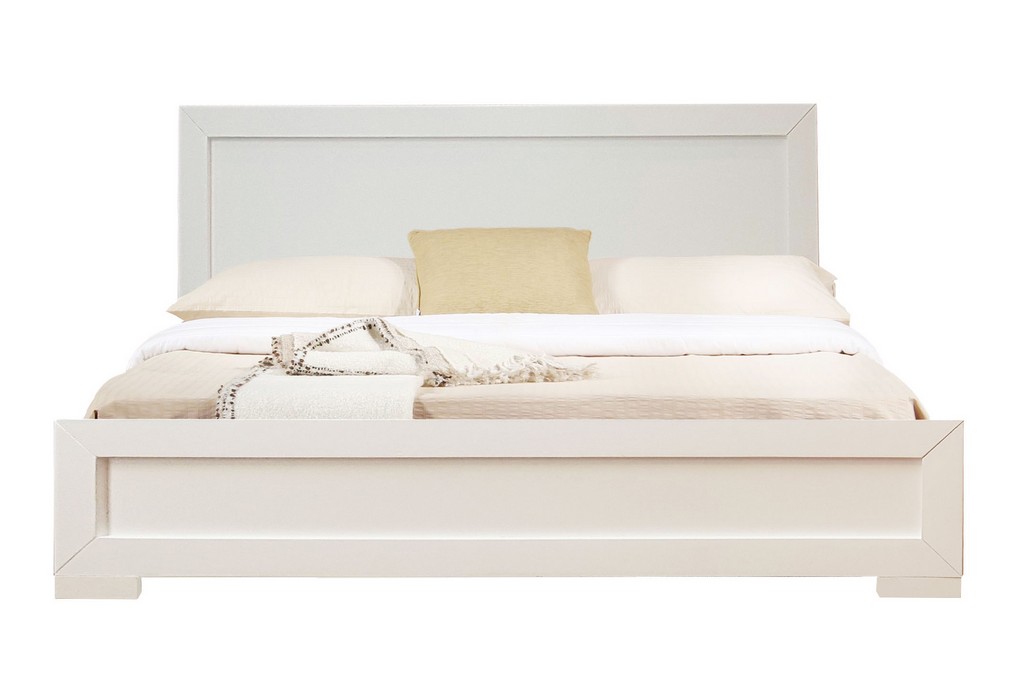 Trent Wooden Platform Bed In White, King - Camden Isle Furniture 86354