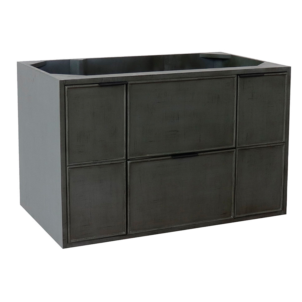 36" Single Wall Mount Vanity In Linen Gray Finish - Cabinet Only - Bellaterra 400501-cab-ly