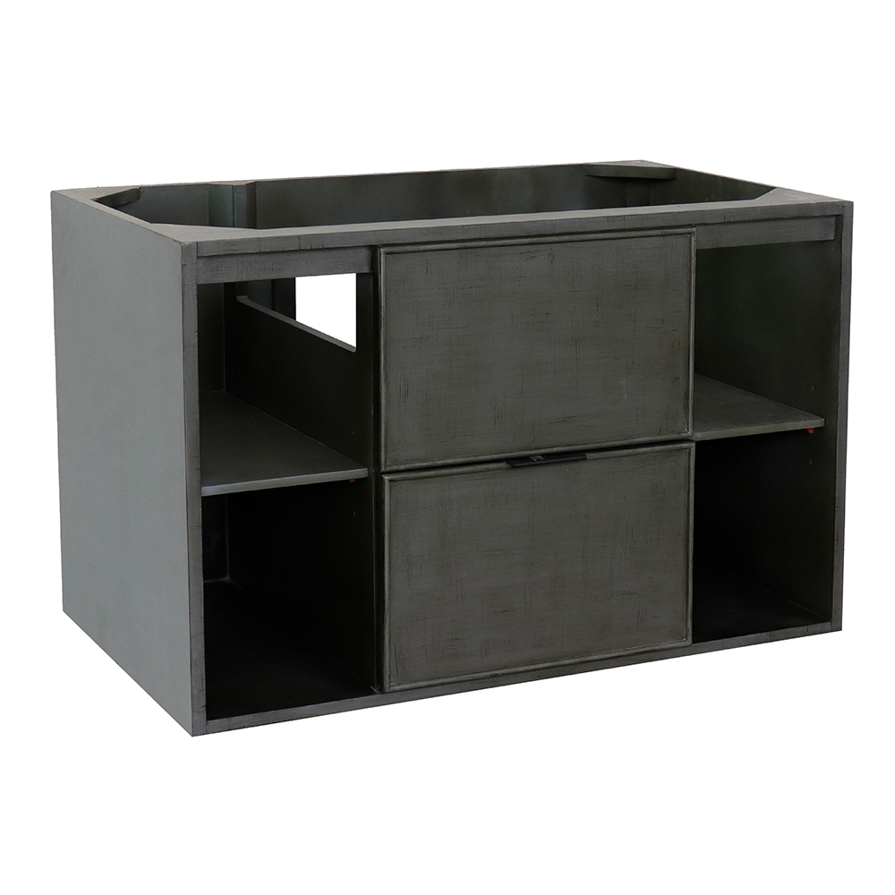 36" Single Wall Mount Vanity In Linen Gray Finish - Cabinet Only - Bellaterra 400502-cab-ly