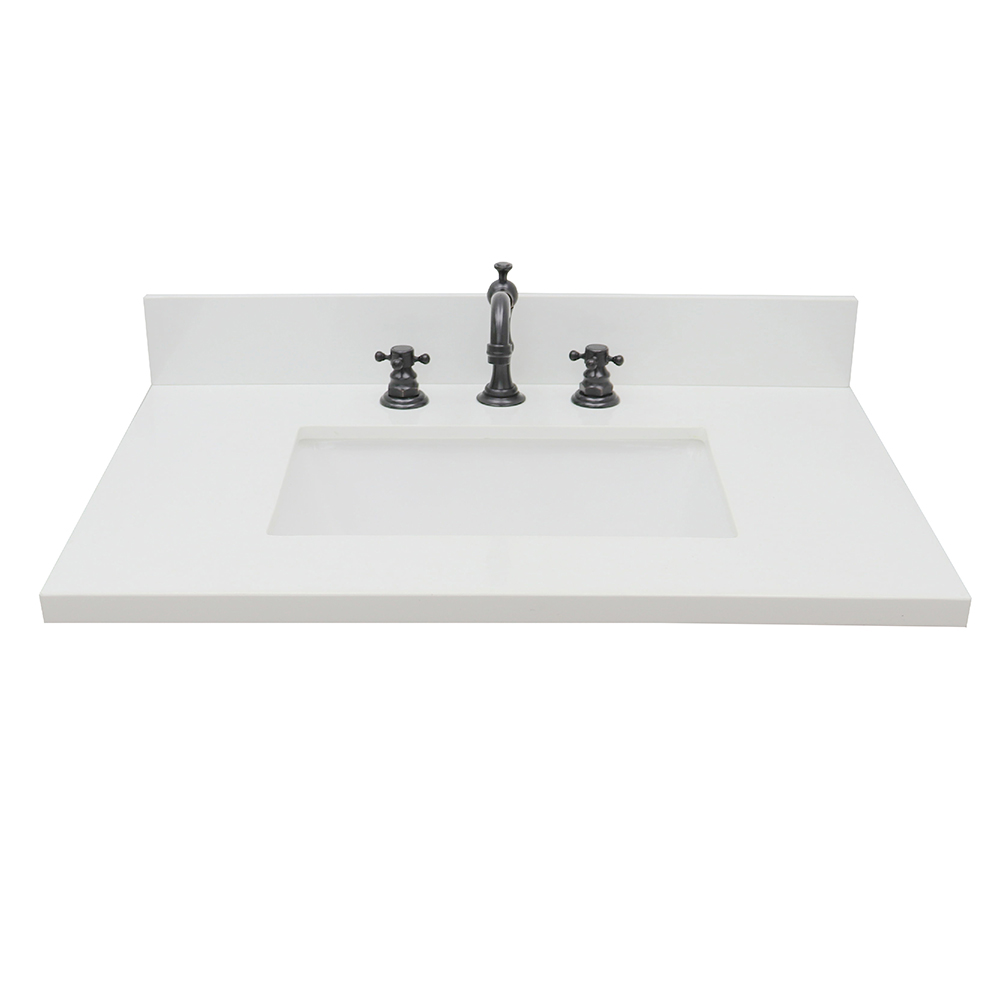 31" White Quartz Top With Rectangle Sink - Bellaterra 430002-31-wer