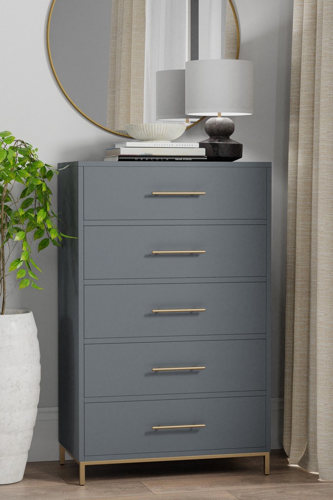 Madelyn Five Drawer Chest in Slate Gray - Alpine Furniture 2010G-05