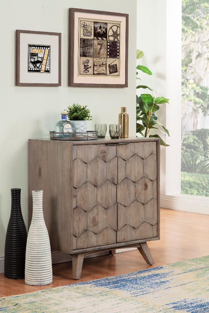 Shimmer Bar Cabinet In Antique Grey - Alpine Furniture 6600-17