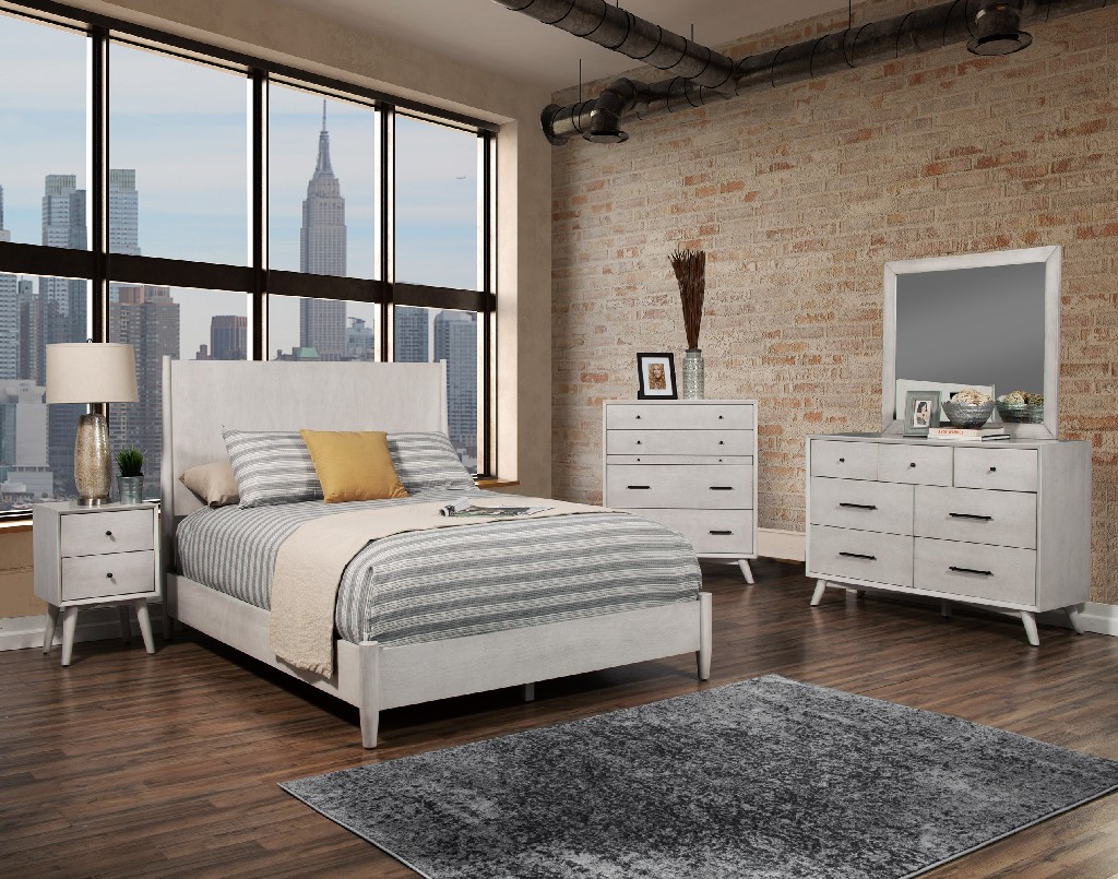 Alpine Furniture Panel Bed Gray
