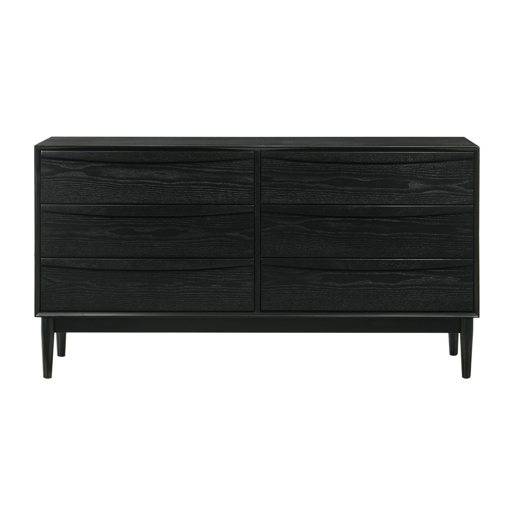 Artemio 6 Drawer Wood Dresser in Black Finish â€“ Armen Living LCARDRBLK