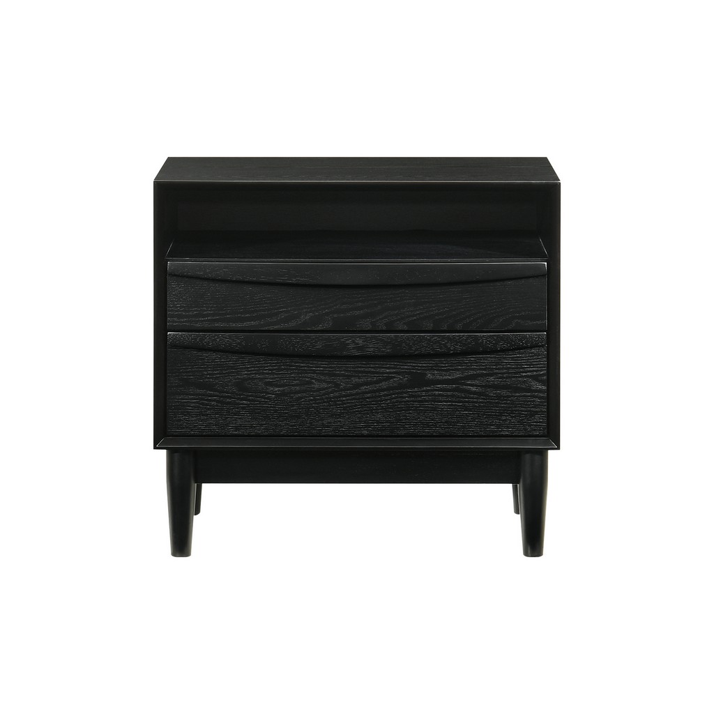 Artemio 2 Drawer Wood Nightstand with Shelf in Black Finish â€“ Armen Living LCARLABLK