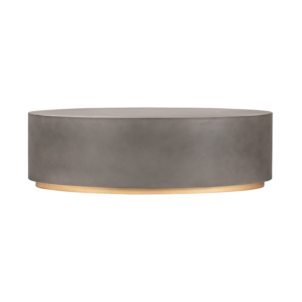 Anais Concrete and Brass Oval Coffee Table - Armen Living LCAWCOGR