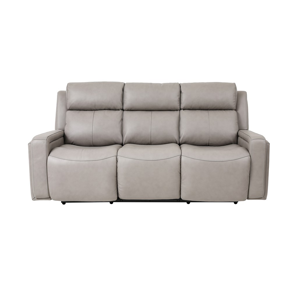 Claude Dual Power Headrest and Lumbar Support Reclining Sofa in Light Grey Genuine Leather - Armen Living LCCL3GR