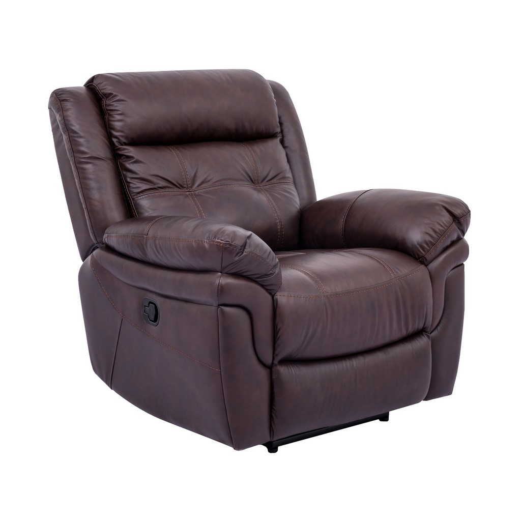 Marcel Manual Recliner Chair in Dark Brown Leather - Armen Living LCMC1BR