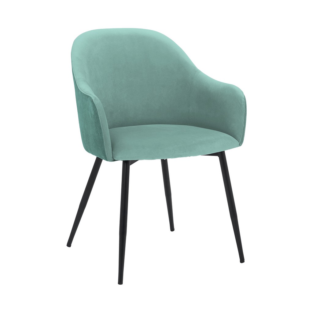 Pixie Two Tone Teal Fabric Dining Room Chair with Black Metal Legs â€“ Armen Living LCPXCHTL