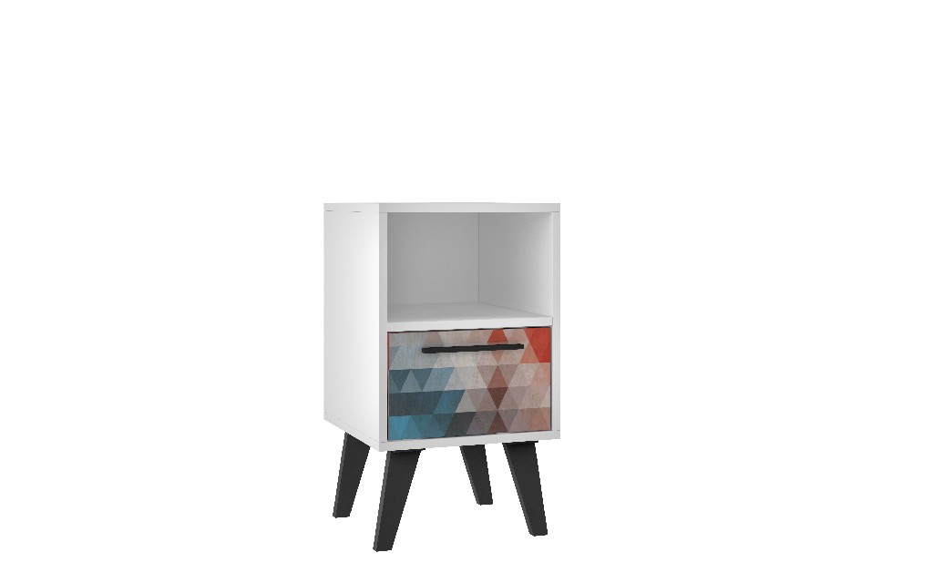 Picture of Mid Century- Modern Amsterdam Nightstand 1.0 /w 1 Shelf in Multi Color Red & Blue - Manhattan Comfort 146AMC183