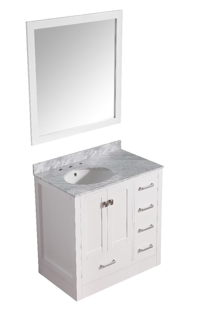 Anzzi Furniture Bath Vanity Marble Top Mirror