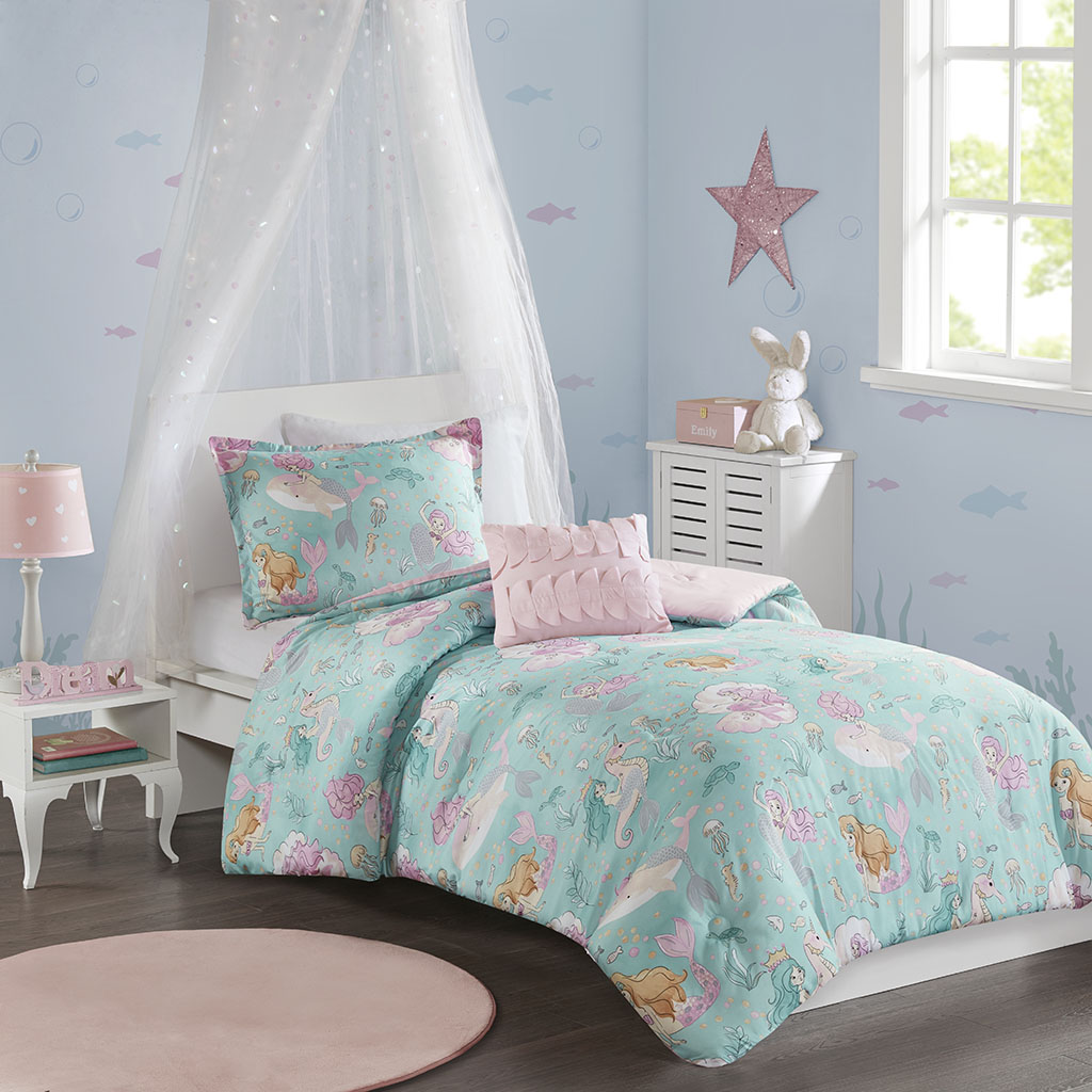 Darya Full/queen Printed Mermaid Comforter Set - Mi Zone Kids Mzk10-157