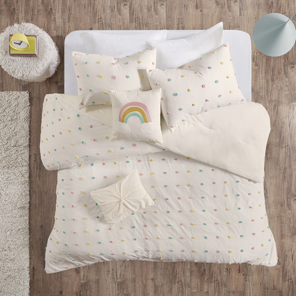Callie Full/queen Cotton Jacquard Pom Pom Comforter Set - Urban Habitat Kids Uhk10-0091