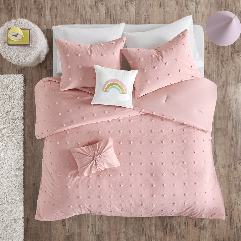 Urban Habitat Kids Full/queen Cotton Jacquard Pom Pom Comforter Set In Pink - Olliix Uhk10-0123