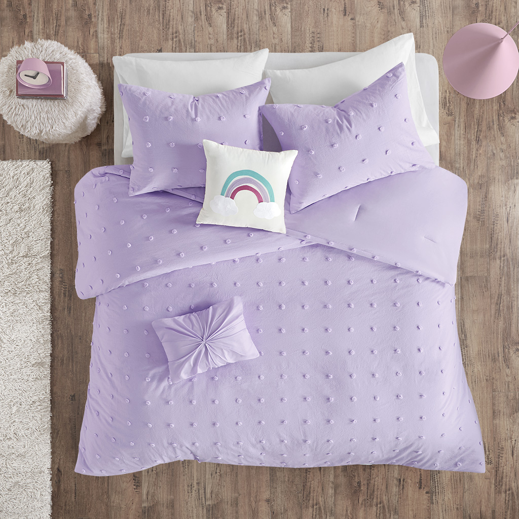 Urban Habitat Kids Full/queen Cotton Jacquard Pom Pom Comforter Set In Lavender - Olliix Uhk10-0127