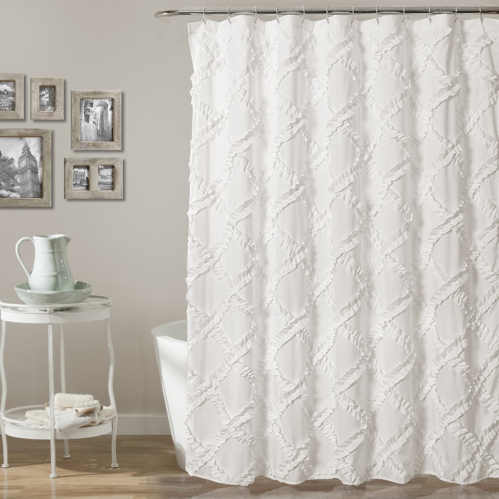 Curtain | Diamond | Shower | Ruffle | Decor | White