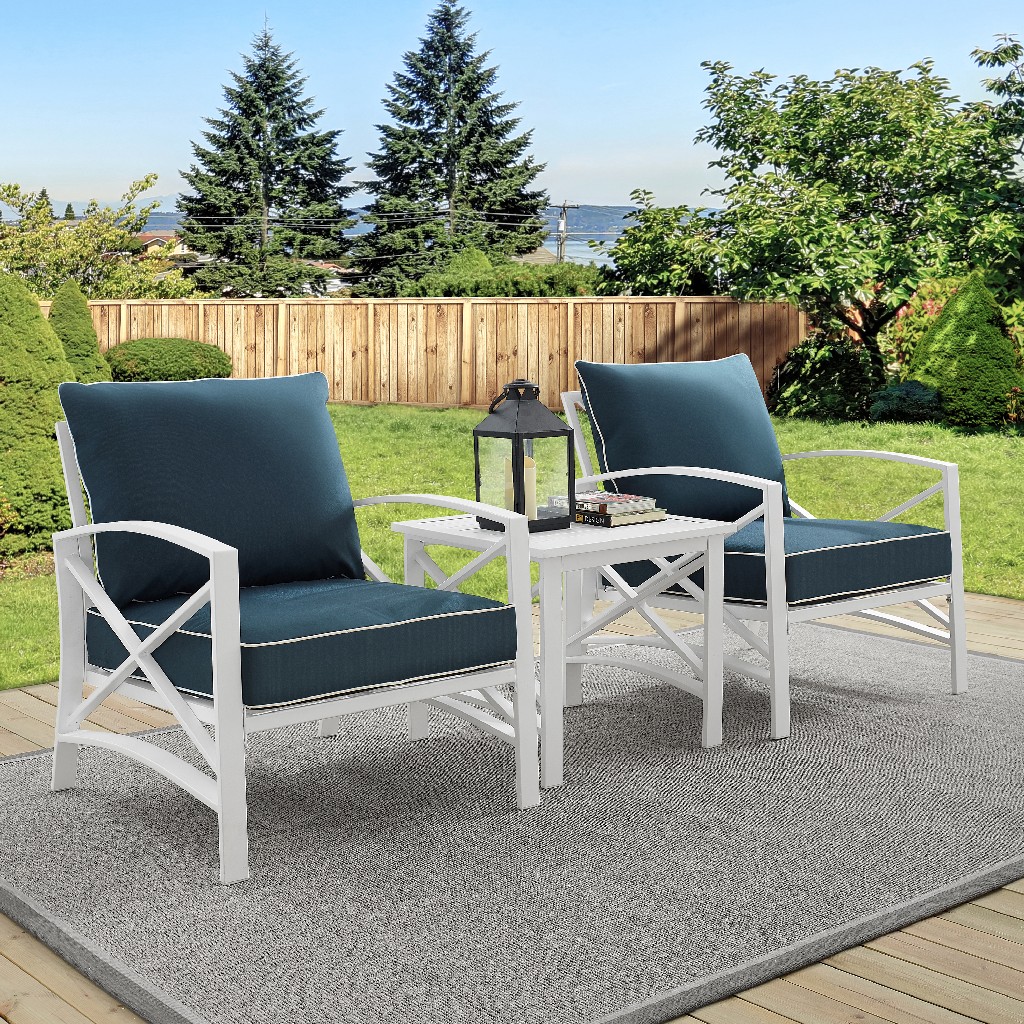 Outdoor Metal Armchair Set Side Table Chairs