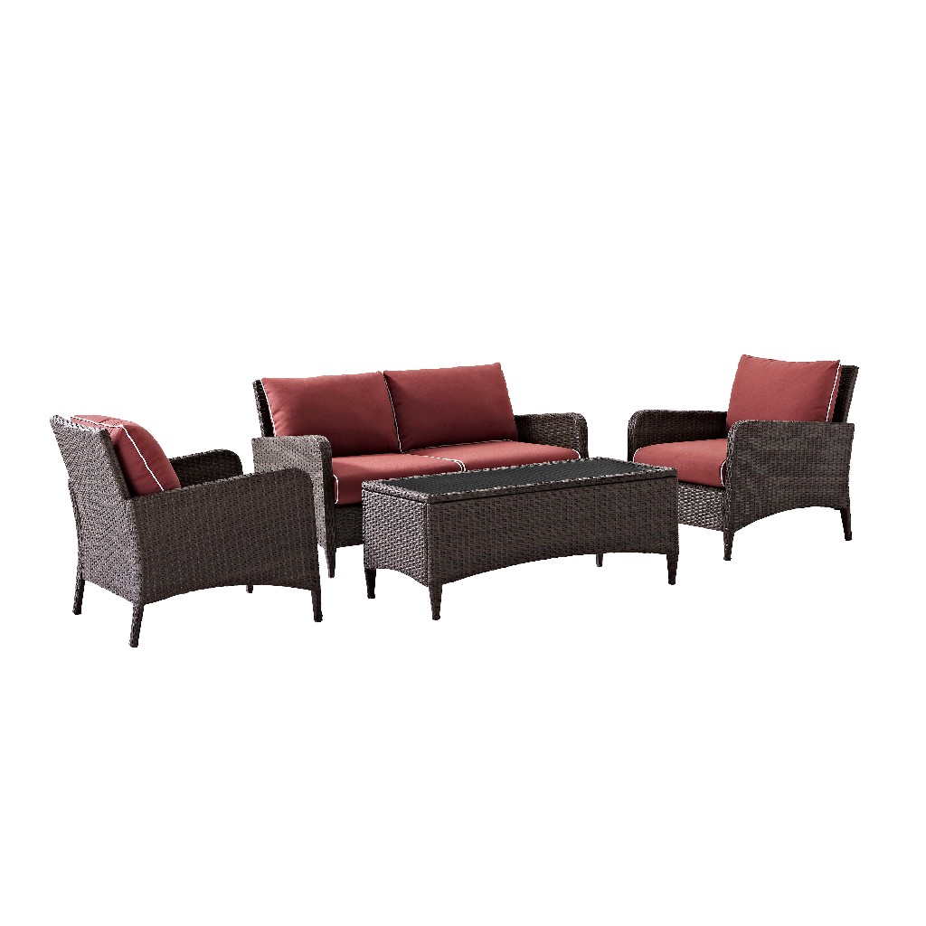 Outdoor Conversation Set Loveseat Arm Chairs Coffee Table