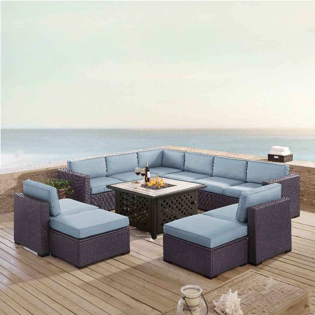 Outdoor Sectional Set Loveseats Chairs Ottomans Fire