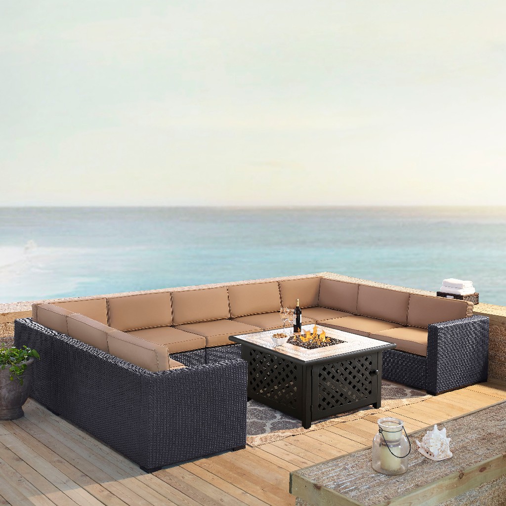 Outdoor Sectional Set Chair Fire Table Loveseats