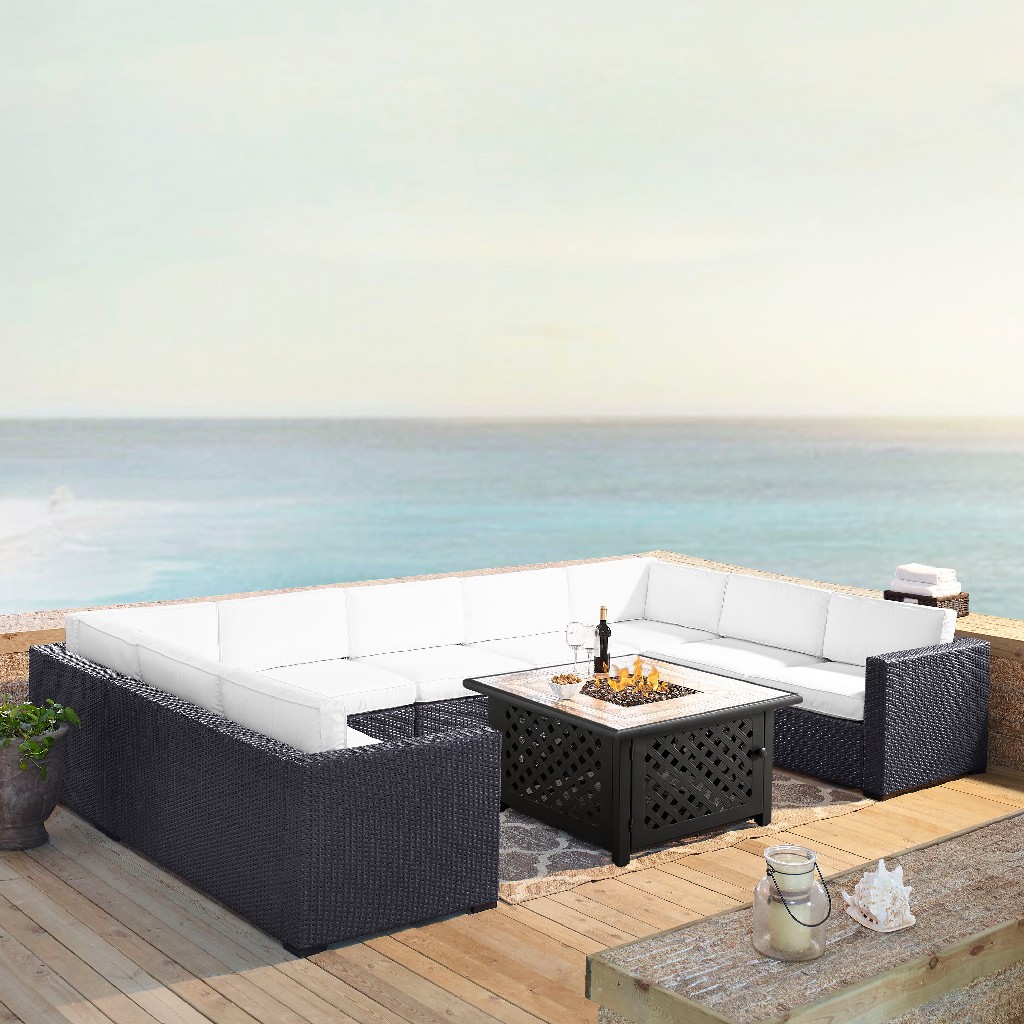 Outdoor Sectional Set Chair Fire Table Loveseats