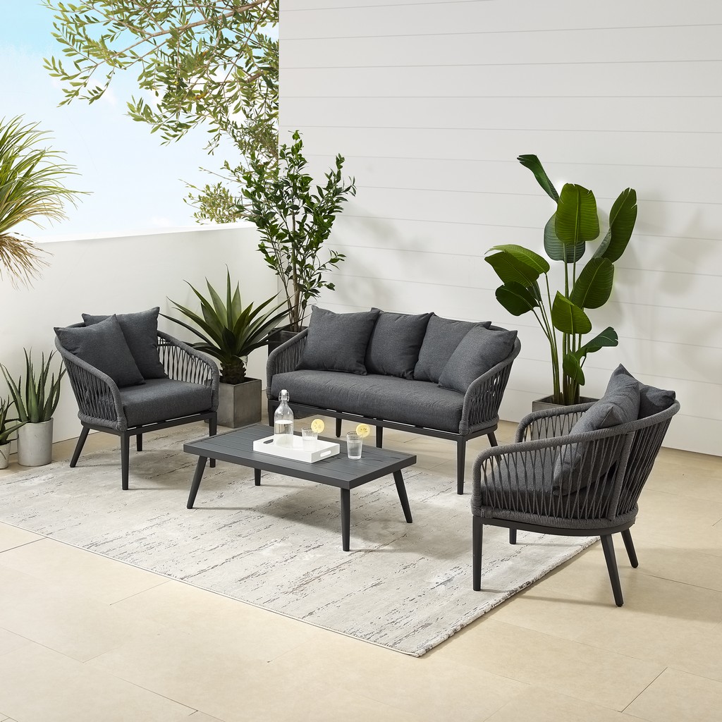 Outdoor Conversation Set Loveseat Coffee Table Armchairs
