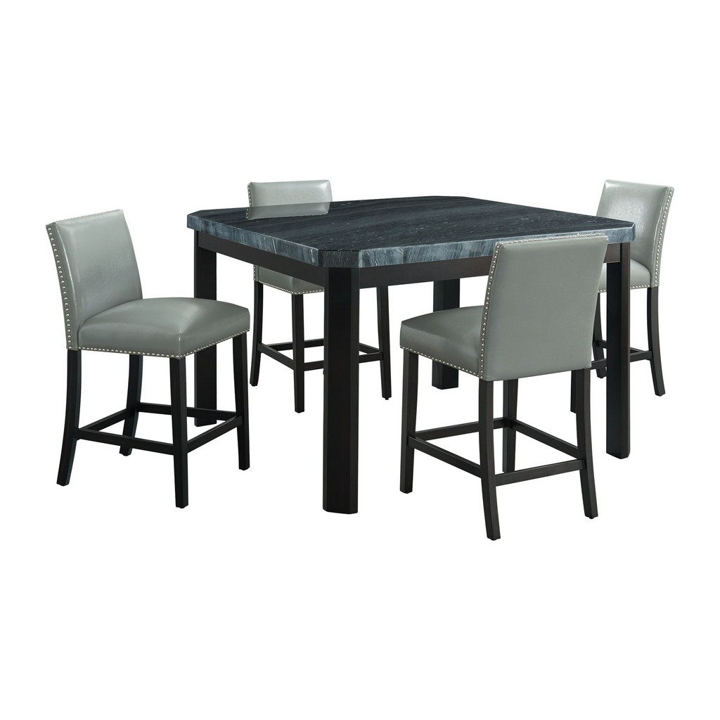 Counter Dining Set Table Leather Chairs Picket House