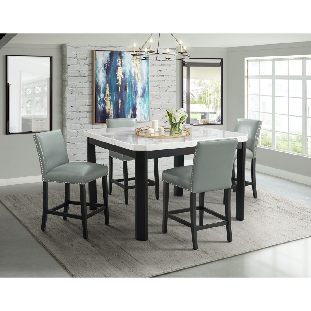 Celine 5PC Square Counter Dining Set- Table & Four Grey Side Chairs - Picket House Furnishings CFC700SGY5PC
