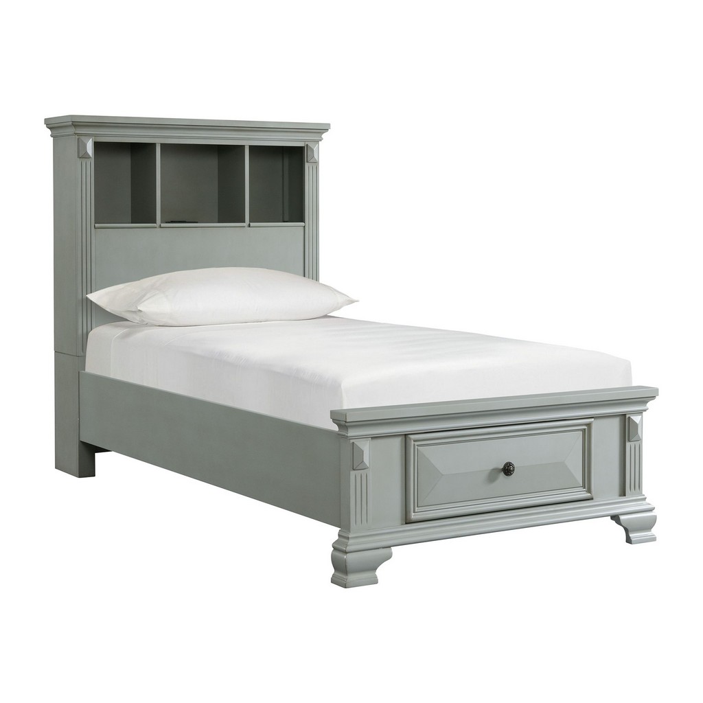 Picket House Twin Storage Bookcase Bed Gray