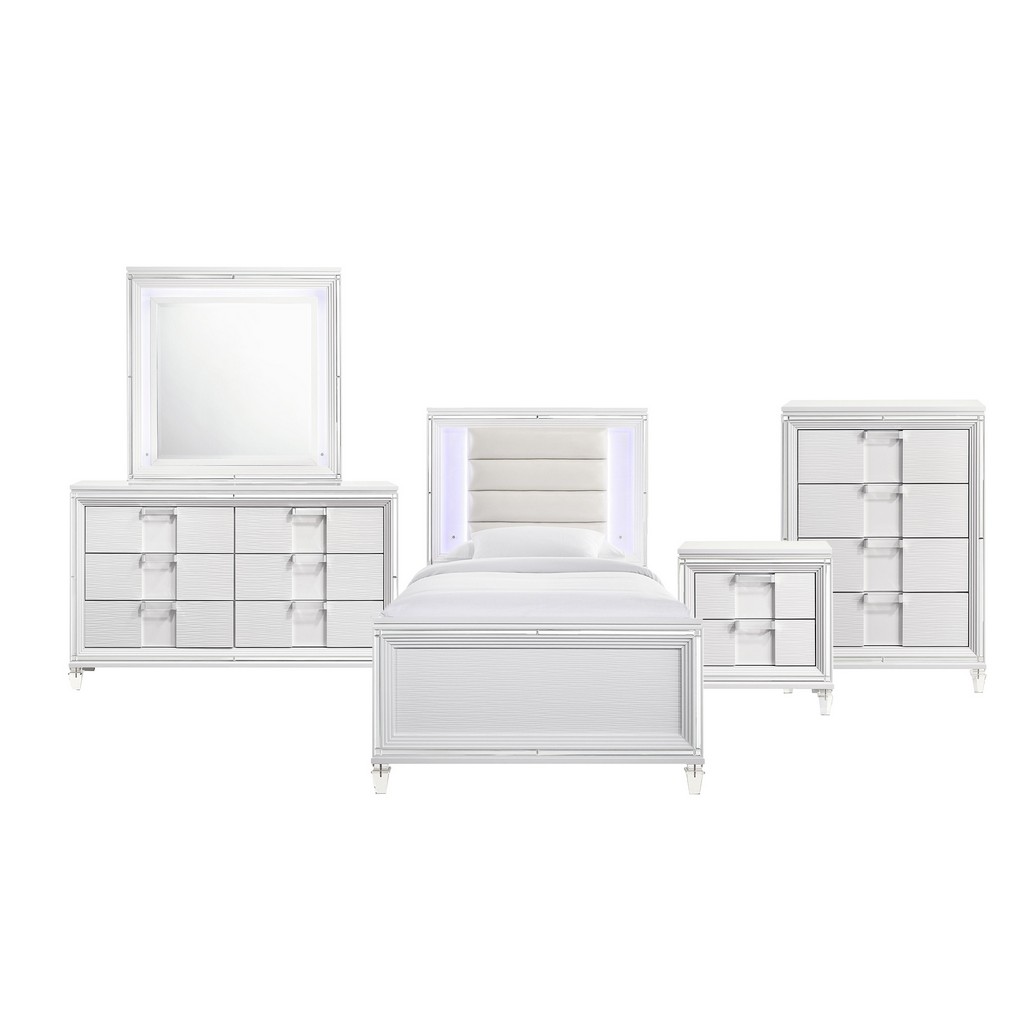 Twin Platform Bedroom Set White