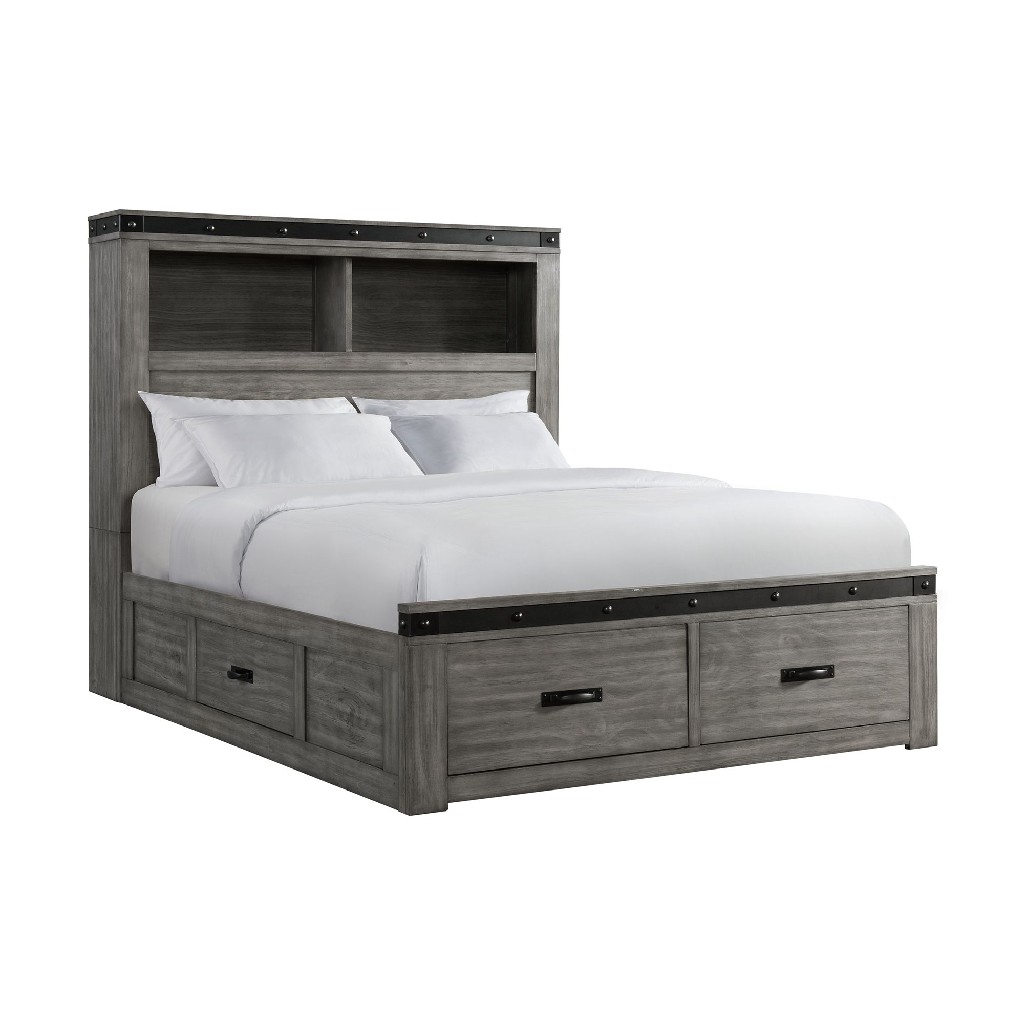 Picket House Youth Platform Storage Bed Gray