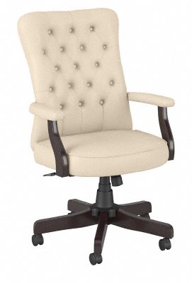 Bush Business Furniture Arden Lane High Back Tufted Office Chair with Arms in Antique White Leather - Bush Business Furniture CH2303AWL-03