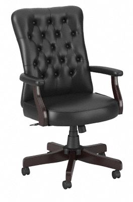 Bush Business Furniture Arden Lane High Back Tufted Office Chair with Arms in Black Leather - Bush Business Furniture CH2303BLL-03