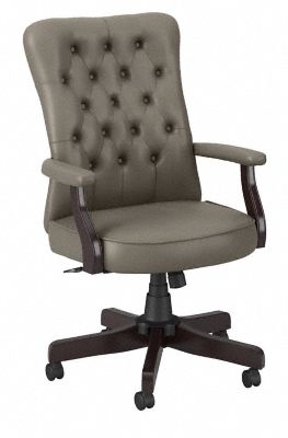 Bush Business Furniture Arden Lane High Back Tufted Office Chair with Arms in Washed Gray Leather - Bush Business Furniture CH2303WGL-03
