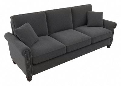 Bush Furniture Coventry 85W Sofa in Charcoal Gray Herringbone - Bush Furniture CVJ85BCGH-03K