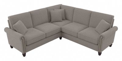 Bush Furniture Coventry 87W L Shaped Sectional Couch in Beige Herringbone - Bush Furniture CVY86BBGH-03K