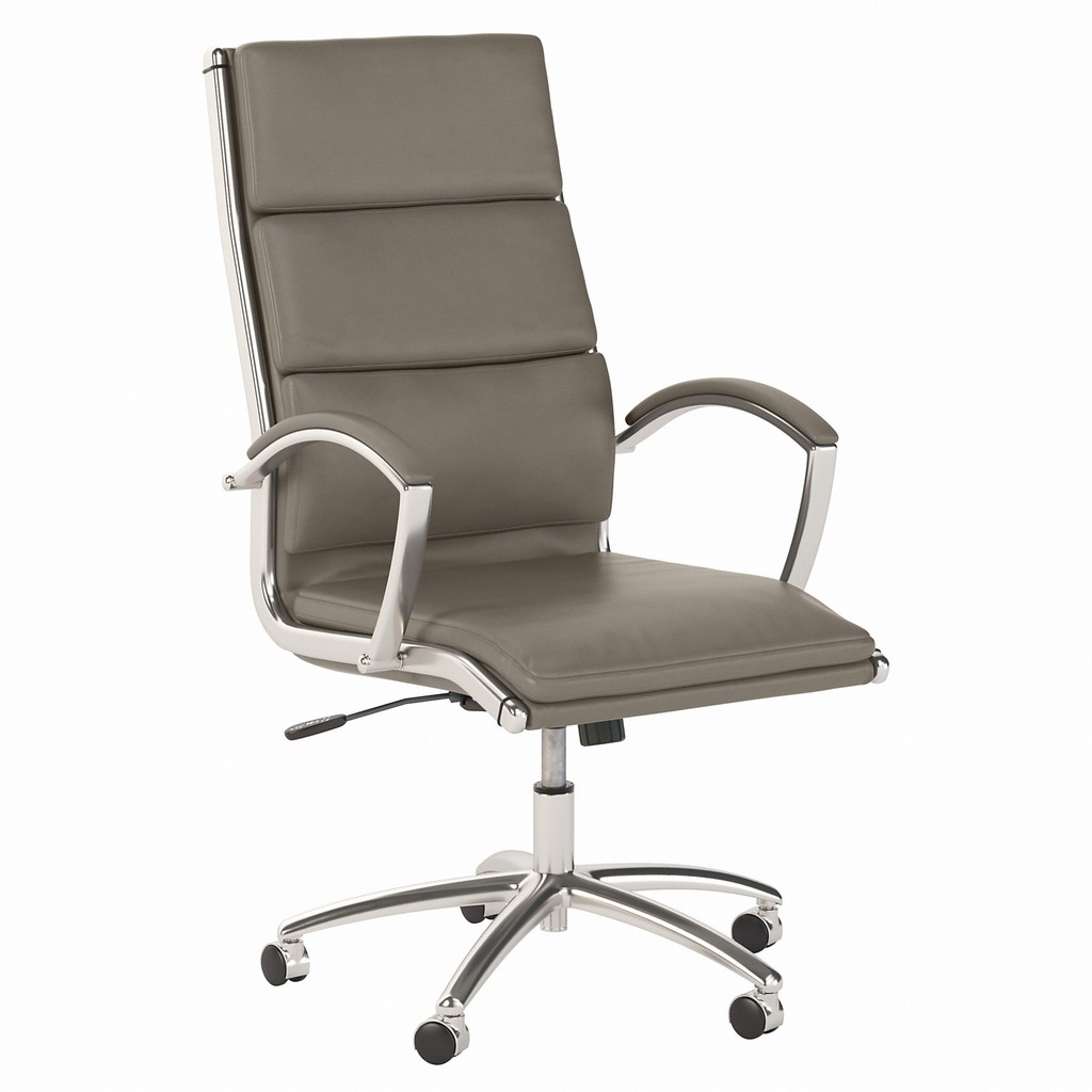 Office by kathy irelandÂ® Echo High Back Leather Executive Desk Chair in Washed Gray - Bush Furniture ECCH1701WGL-Z
