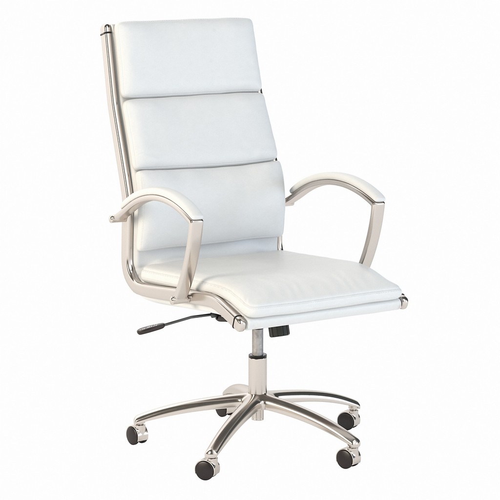 Office by kathy irelandÂ® Echo High Back Leather Executive Desk Chair in White - Bush Furniture ECCH1701WHL-Z
