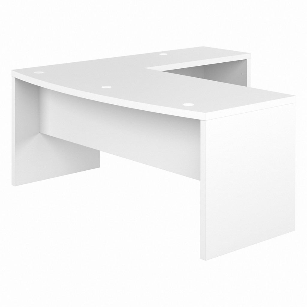 Office by kathy ireland Echo 72W Bow Front L Shaped Desk in Pure White - Bush Furniture ECH053PW
