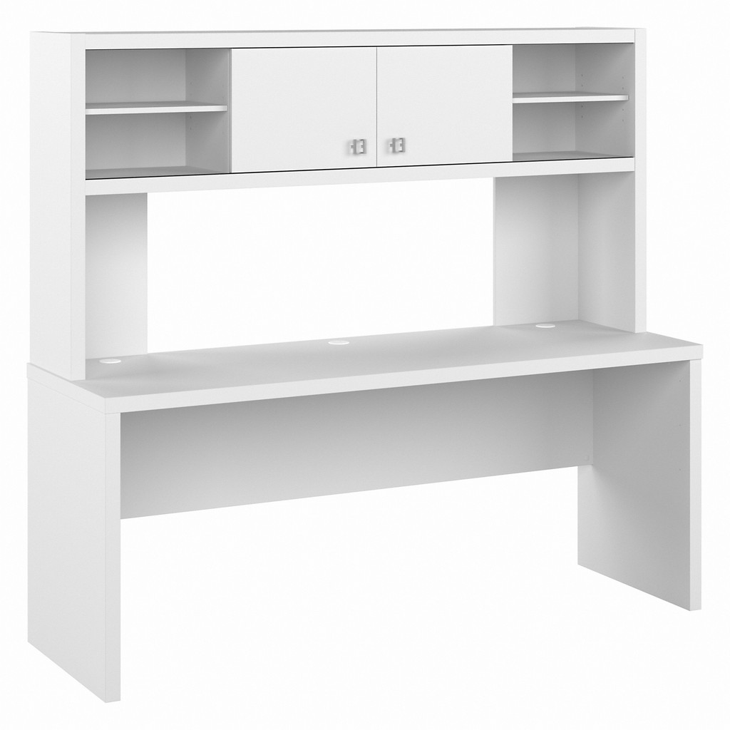 Office by kathy ireland Echo 72W Computer Desk with Hutch in Pure White - Bush Furniture ECH056PW