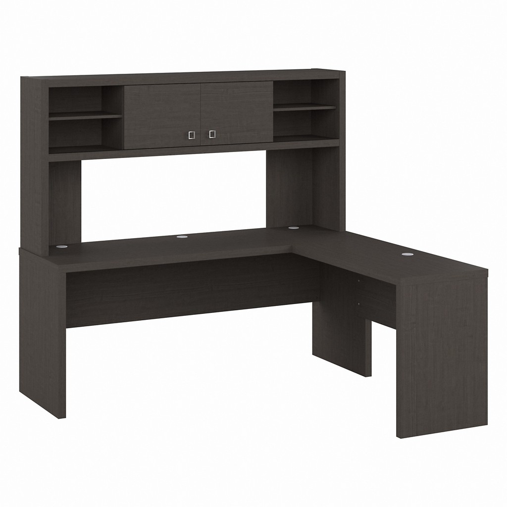 Office by kathy ireland Echo 72W L Shaped Computer Desk with Hutch in Charcoal Maple - Bush Furniture ECH057CM