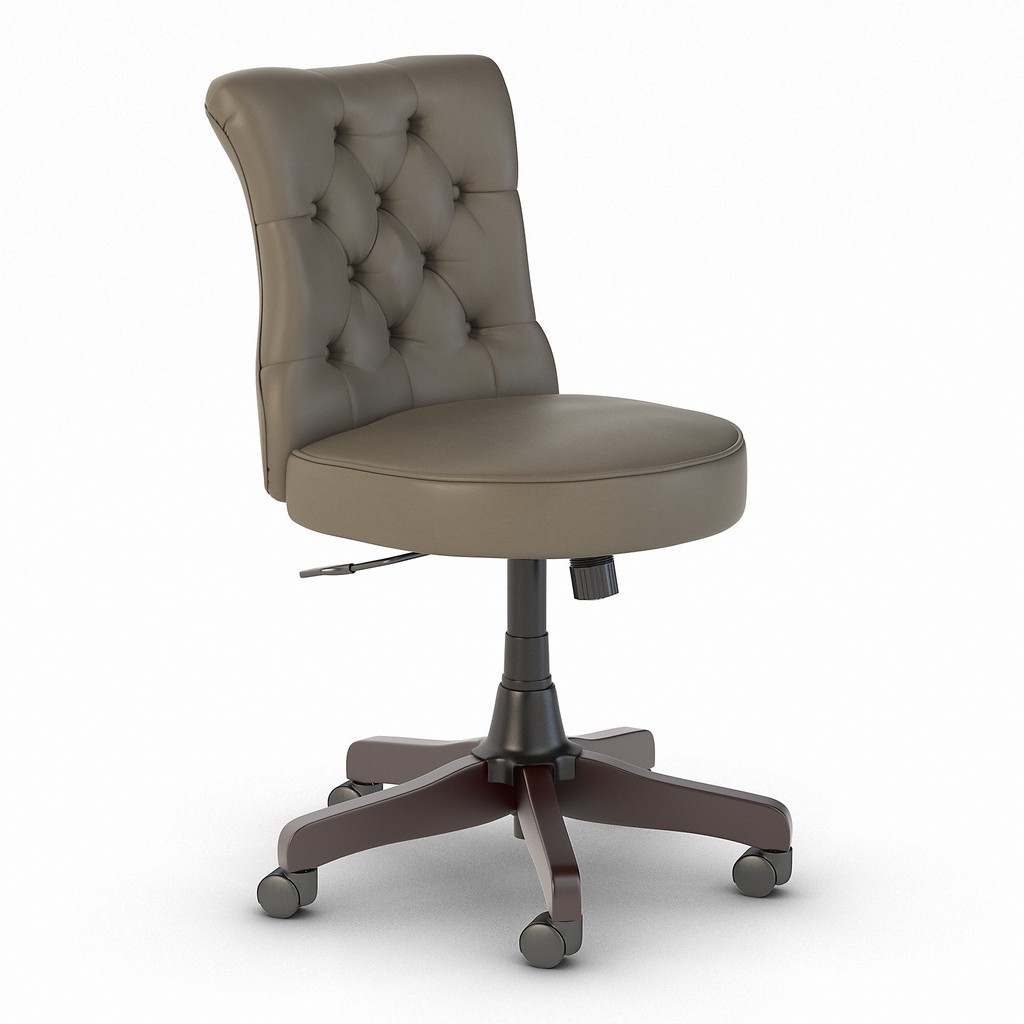 Bush Furniture Fairview Mid Back Tufted Office Chair in Washed Gray Leather - Bush Furniture FV018WG