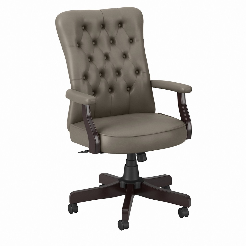 Fairview High Back Tufted Office Chair with Arms in Washed Gray Leather - Bush Furniture FVCH2303WGL-Z