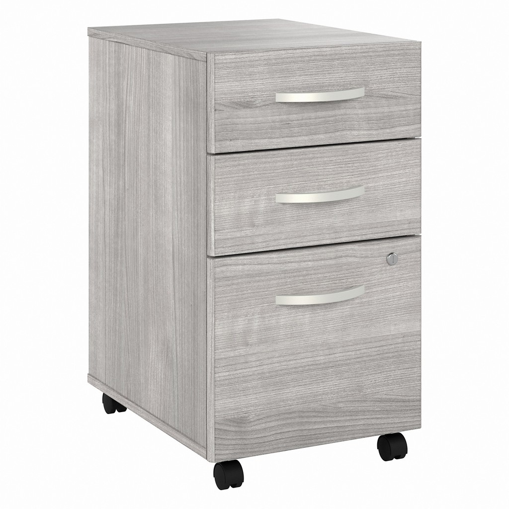 Bush Business Furniture Hybrid 3 Drawer Mobile File Cabinet in Platinum Gray - Assembled - Bush Business Furniture HYF216PGSU-Z