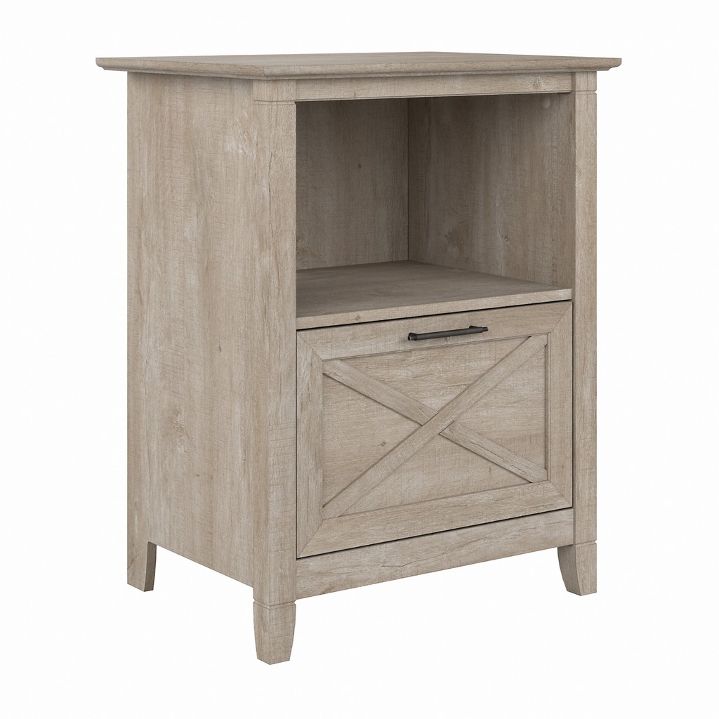 Bush Furniture Key West Small Coffee Bar with Drawer in Washed Gray - KWF124WG-Z2