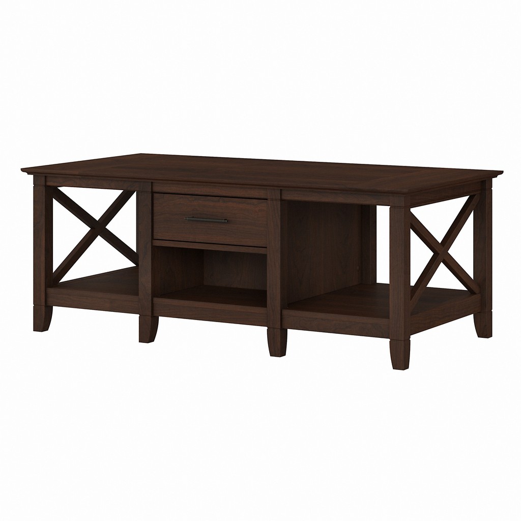 Key West Coffee Table with Storage in Bing Cherry - Bush Furniture KWT148BC-03
