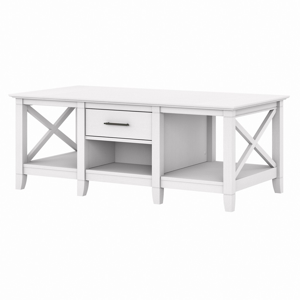 Key West Coffee Table with Storage in Pure White Oak - Bush Furniture KWT148WT-03